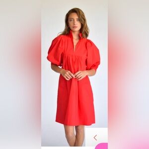 Never A Wallflower High Neck Dress Red Retail $276 💯  NWT Cotton Size Large